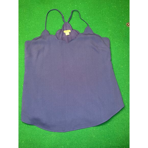 J Crew Blue Razer silky fancy tank Sz 4 - Picture 1 of 6
